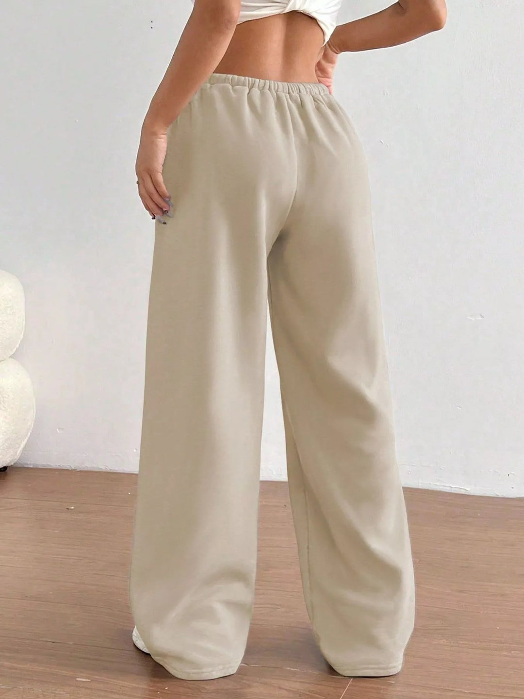 High-waist wide-leg drawstring sweatpants