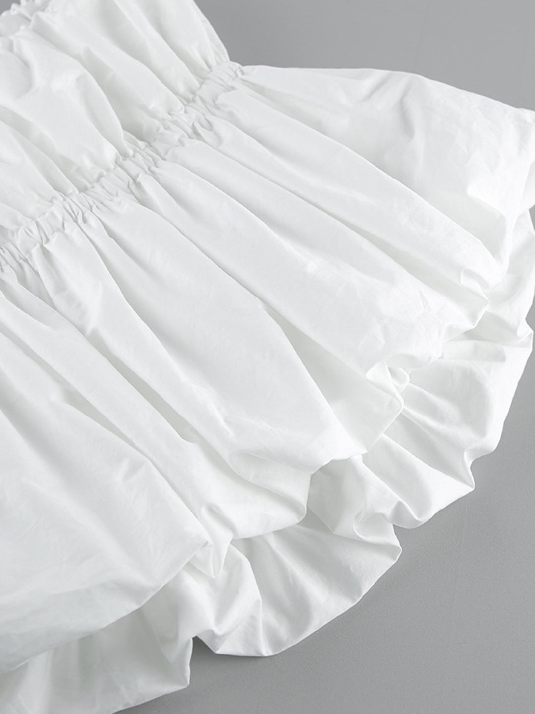 Ruched bubble hem strapless cotton tube top