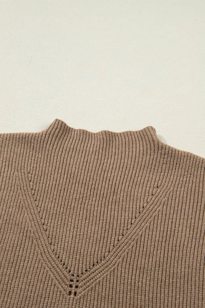 Relaxed ribbed knit mock neck sweater vest