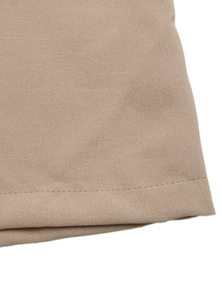 Smocked high-waist wide-leg cotton pants with pockets