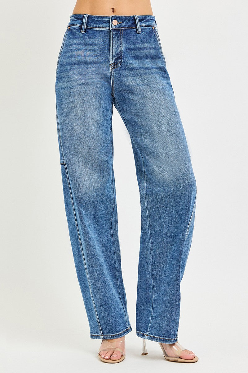 Slouchy baggy high-rise straight-leg jeans