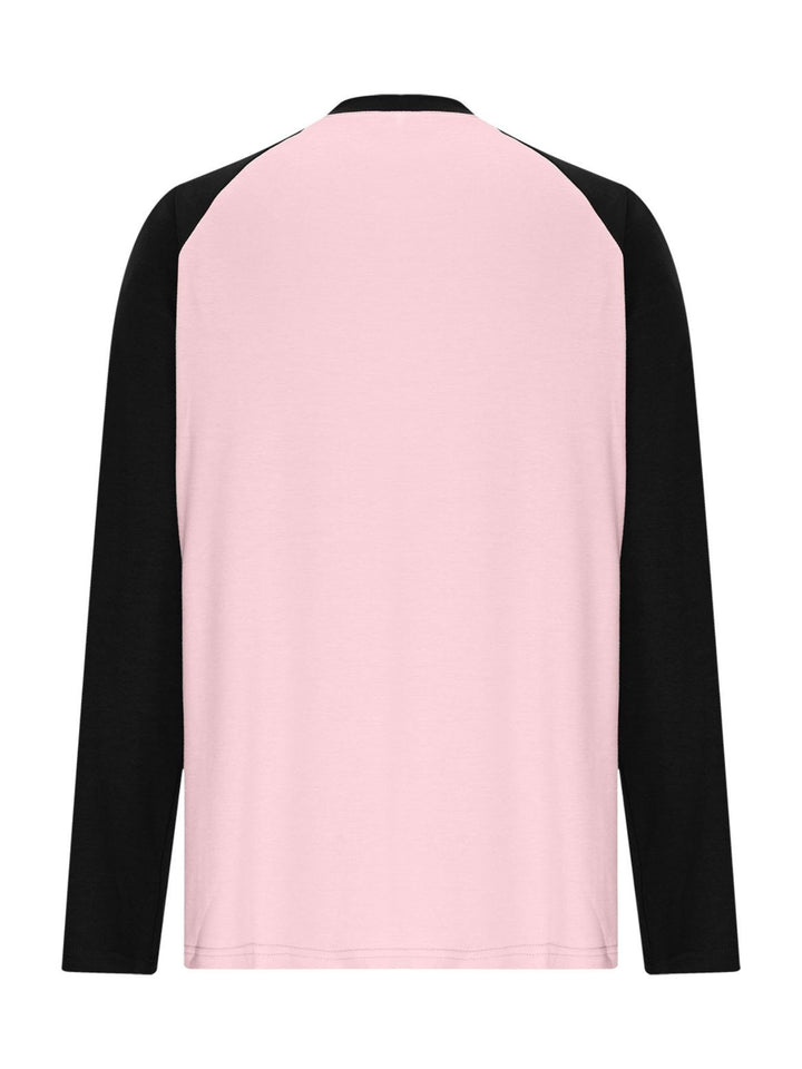 Colorblock raglan long sleeve tee with chest pocket