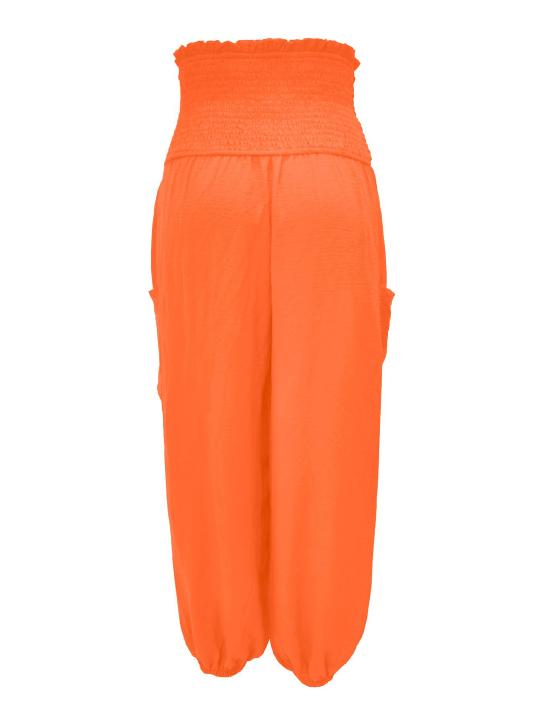 High-rise smocked harem pants with side pockets