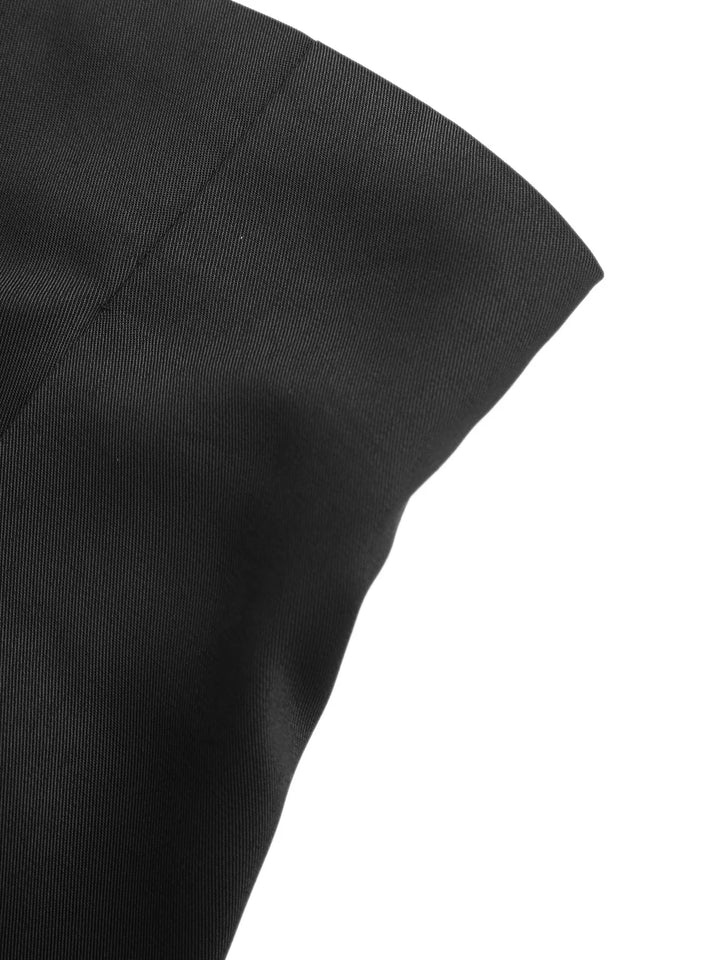 Pleated high-rise shorts with wrap waist and rose button