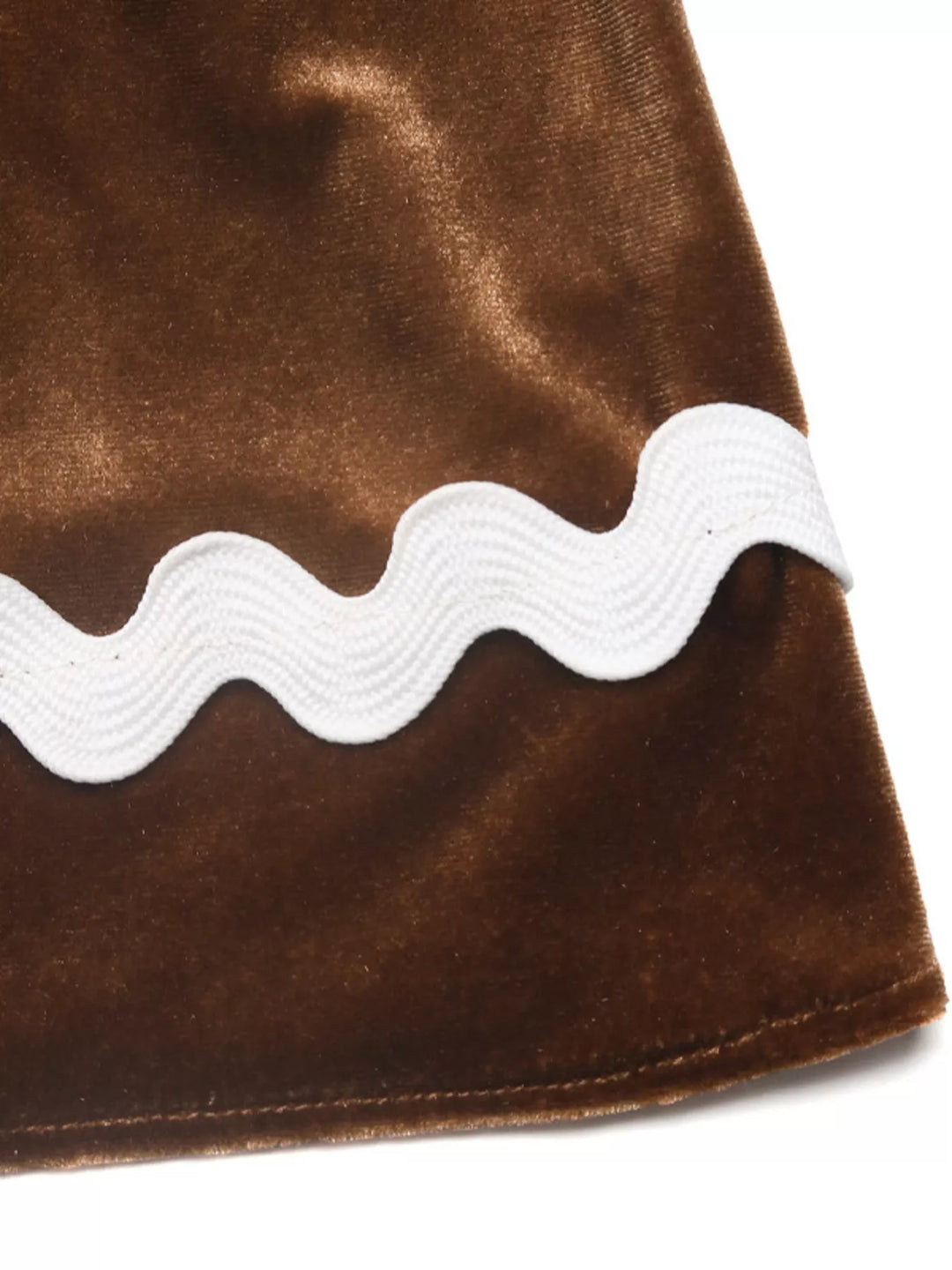 Tiered velvet midi skirt with ric-rac wave trim