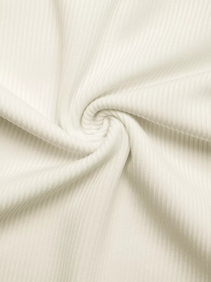 Ribbed knit cap sleeve V-neck top with bow trim