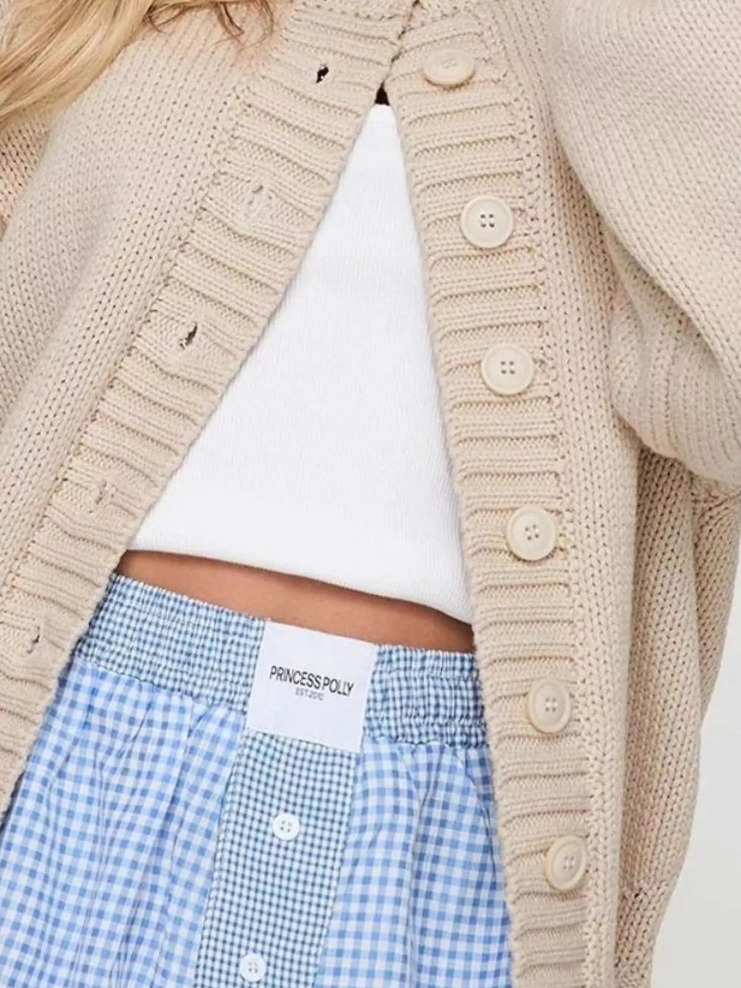 Chunky knit button-up cardigan with ribbed trim