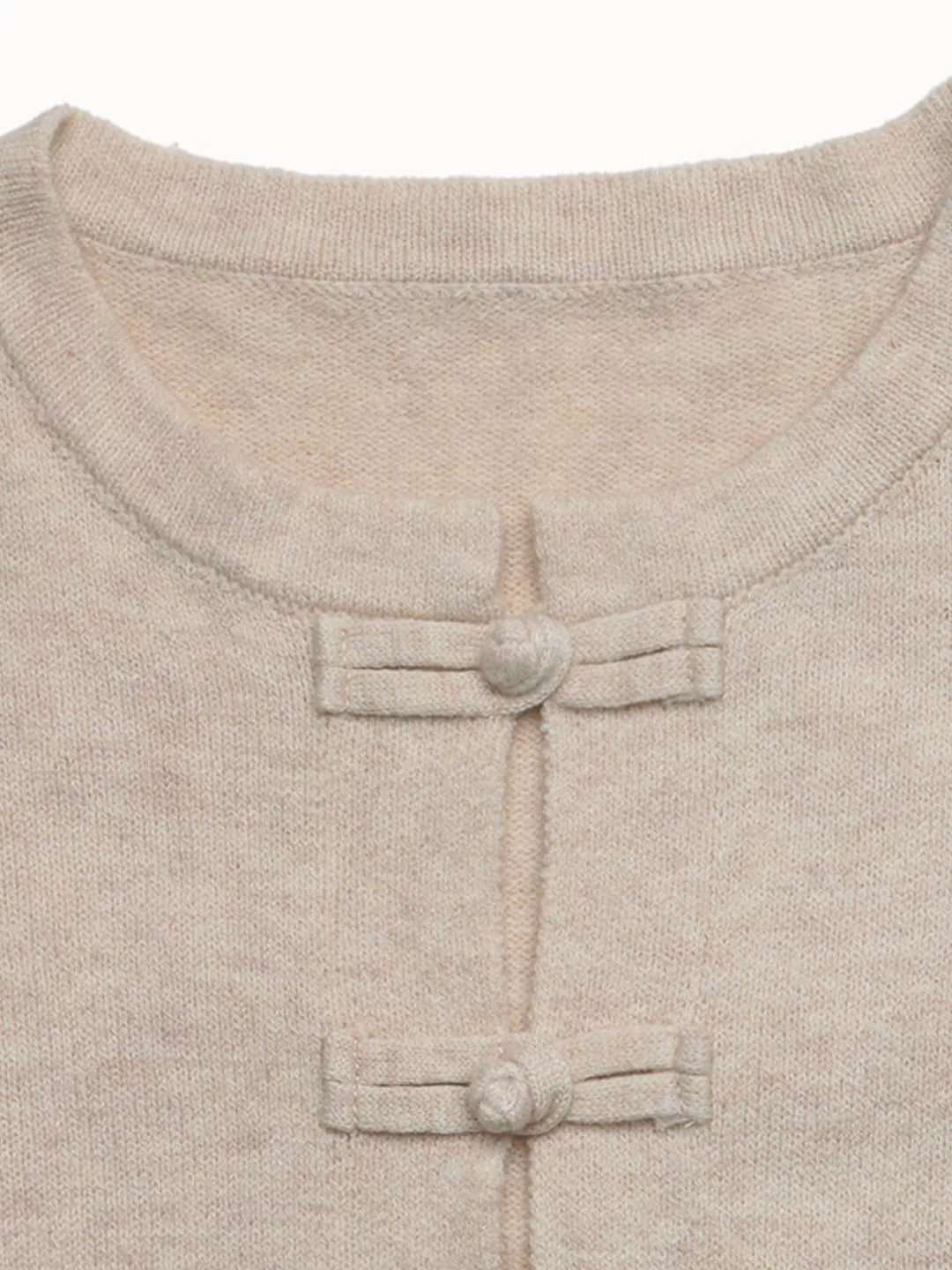 Knot button dropped shoulder knit cardigan