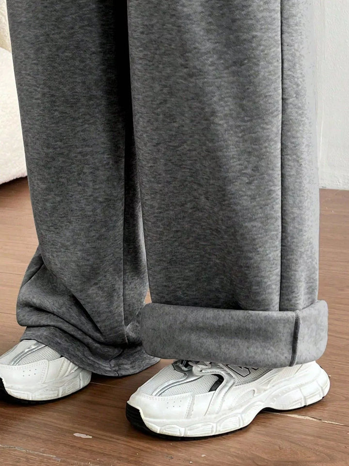 High-waist wide-leg drawstring sweatpants