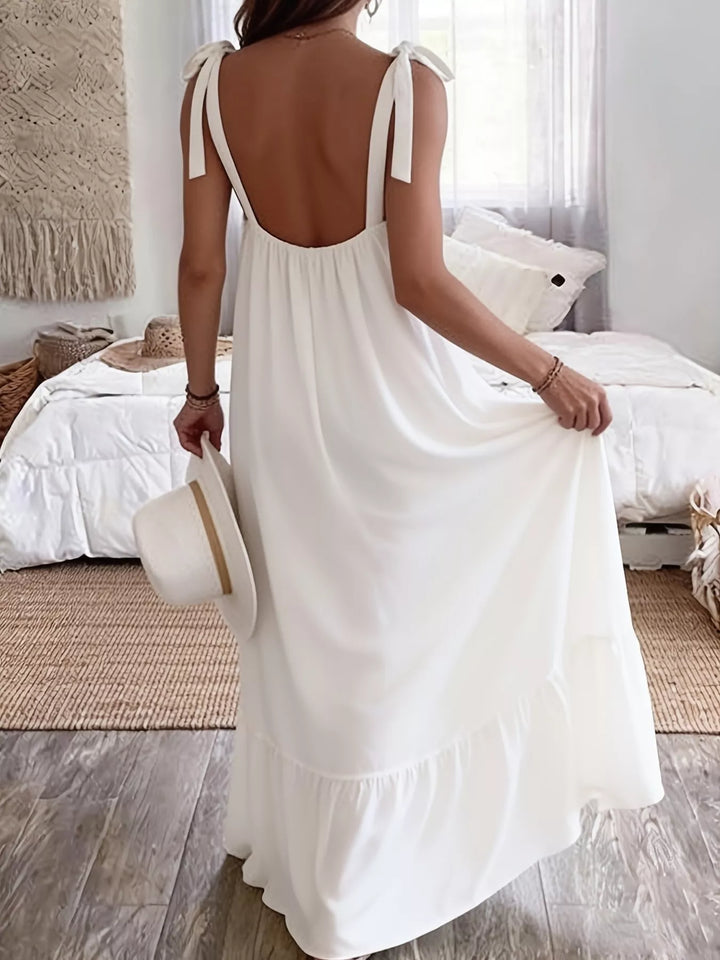 Tie-strap flowy maxi dress with ruffle hem
