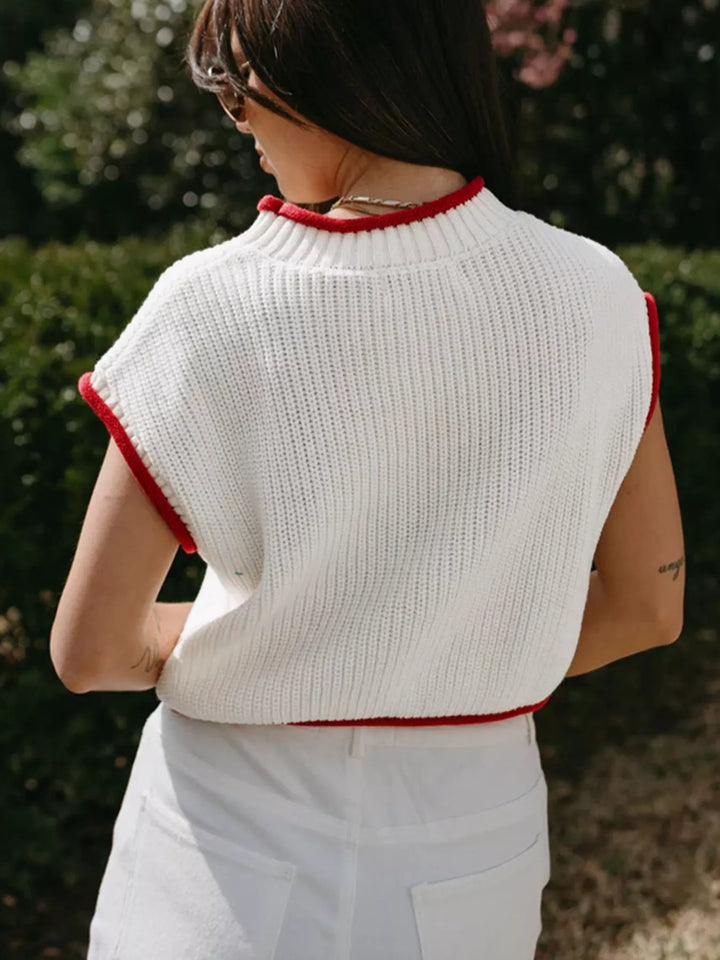 American flag knit short-sleeve sweater top