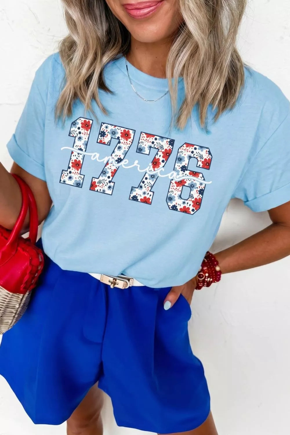 1776 America floral graphic relaxed tee
