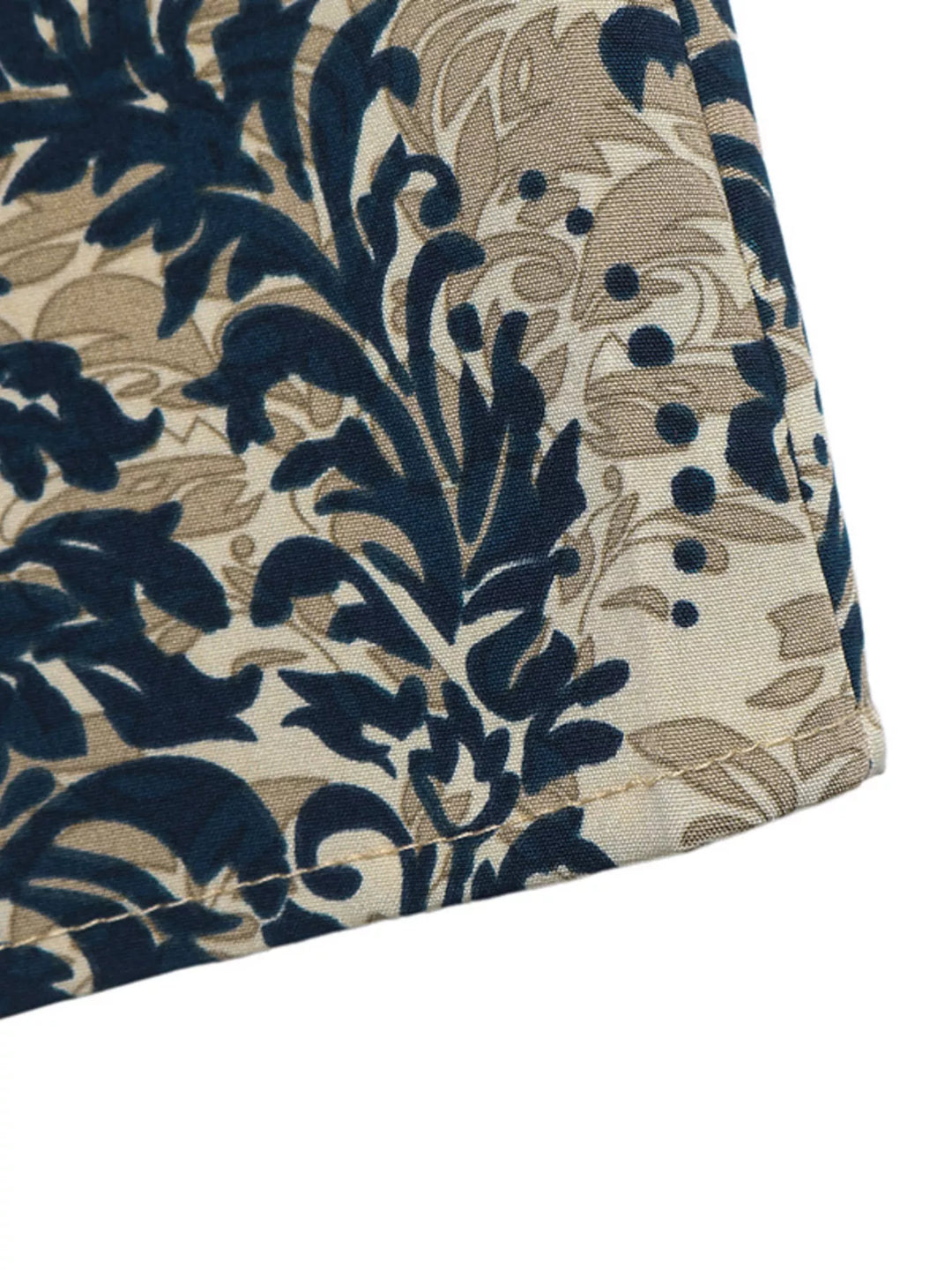 Baroque damask print cap sleeve V-neck blouse