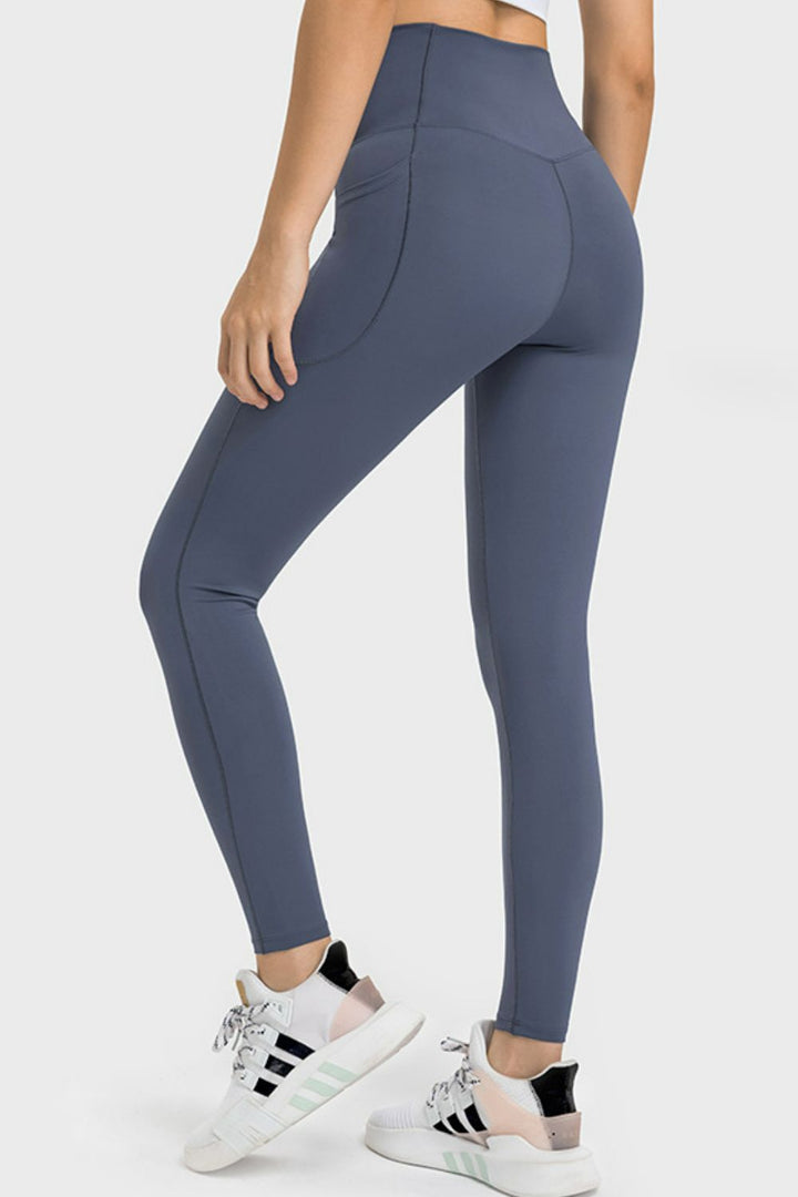 Crossover V-waist yoga leggings with side pockets