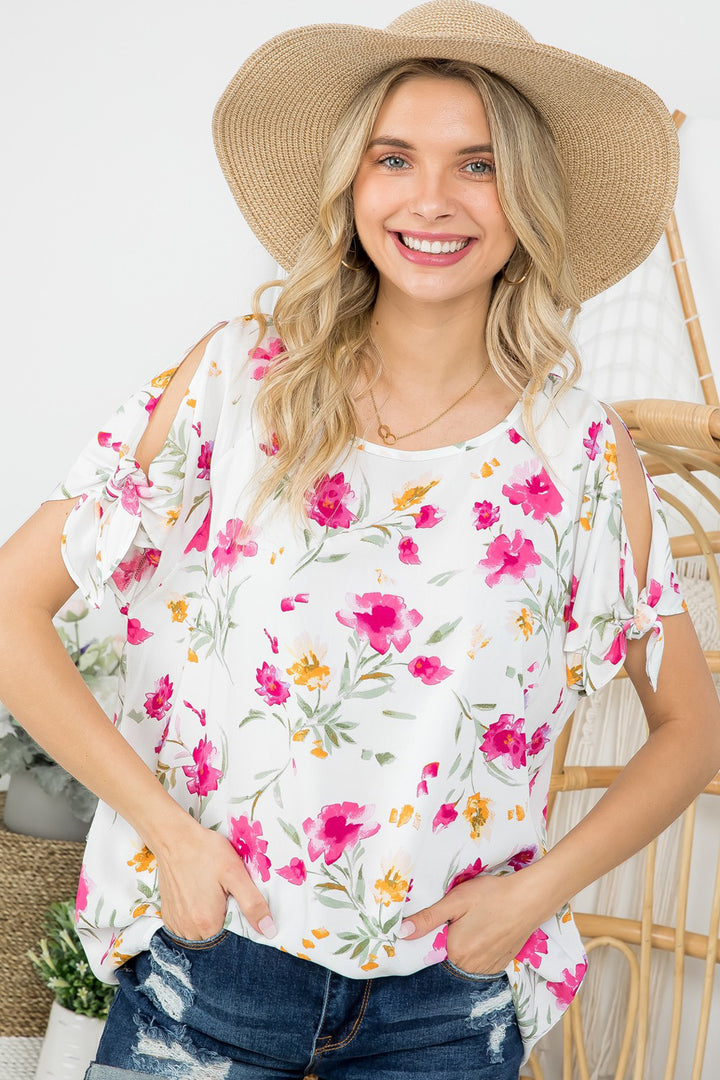 PLUS FLORAL BOXY TOP