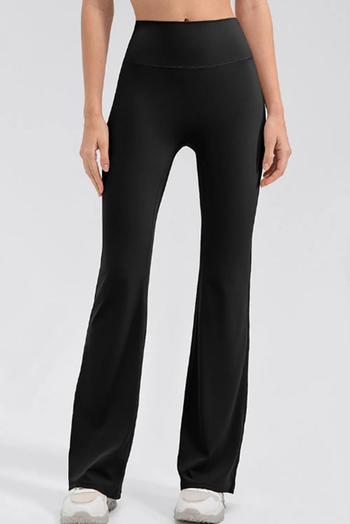 Black Wide waistband high-waist bootcut flare leggings