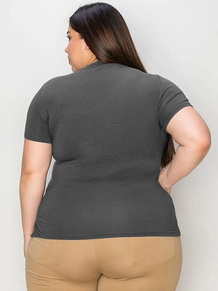 V-neck high-low short sleeve tee with side slits
