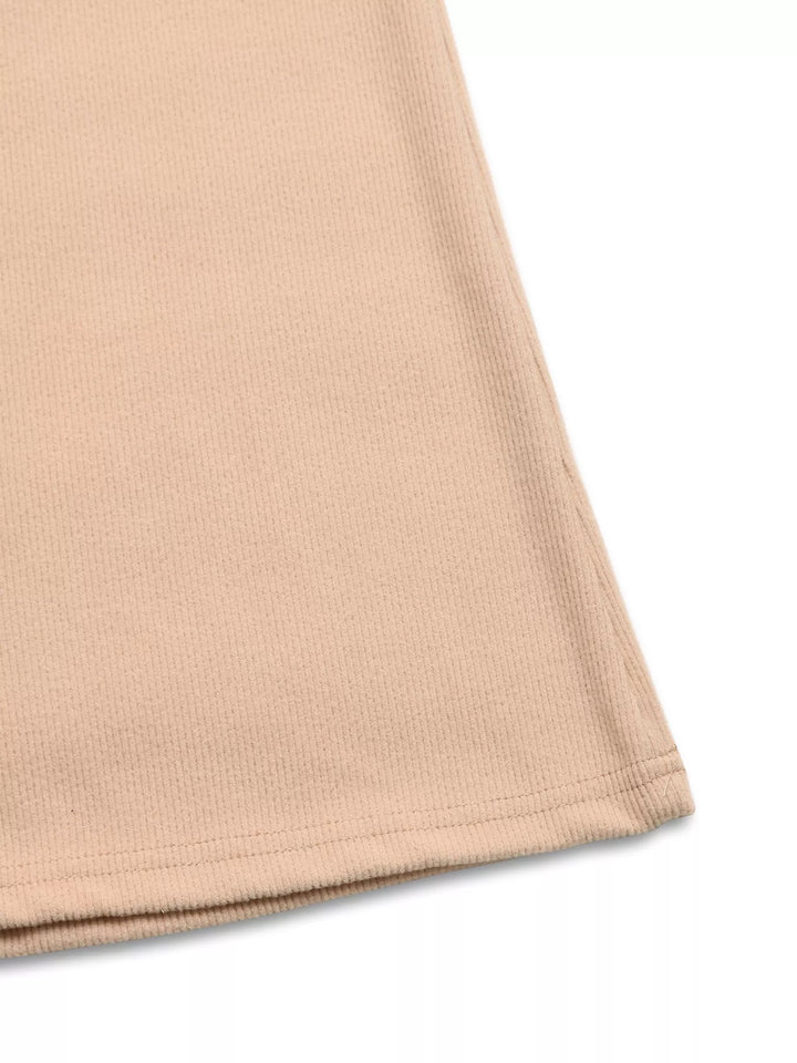 Ribbed knit hoodie and wide-leg pants two-piece set