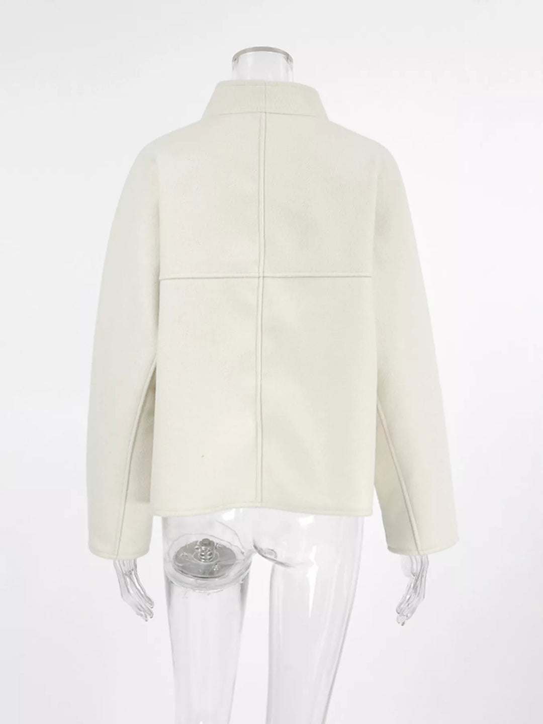 Dropped-shoulder open-front cropped jacket with shawl collar