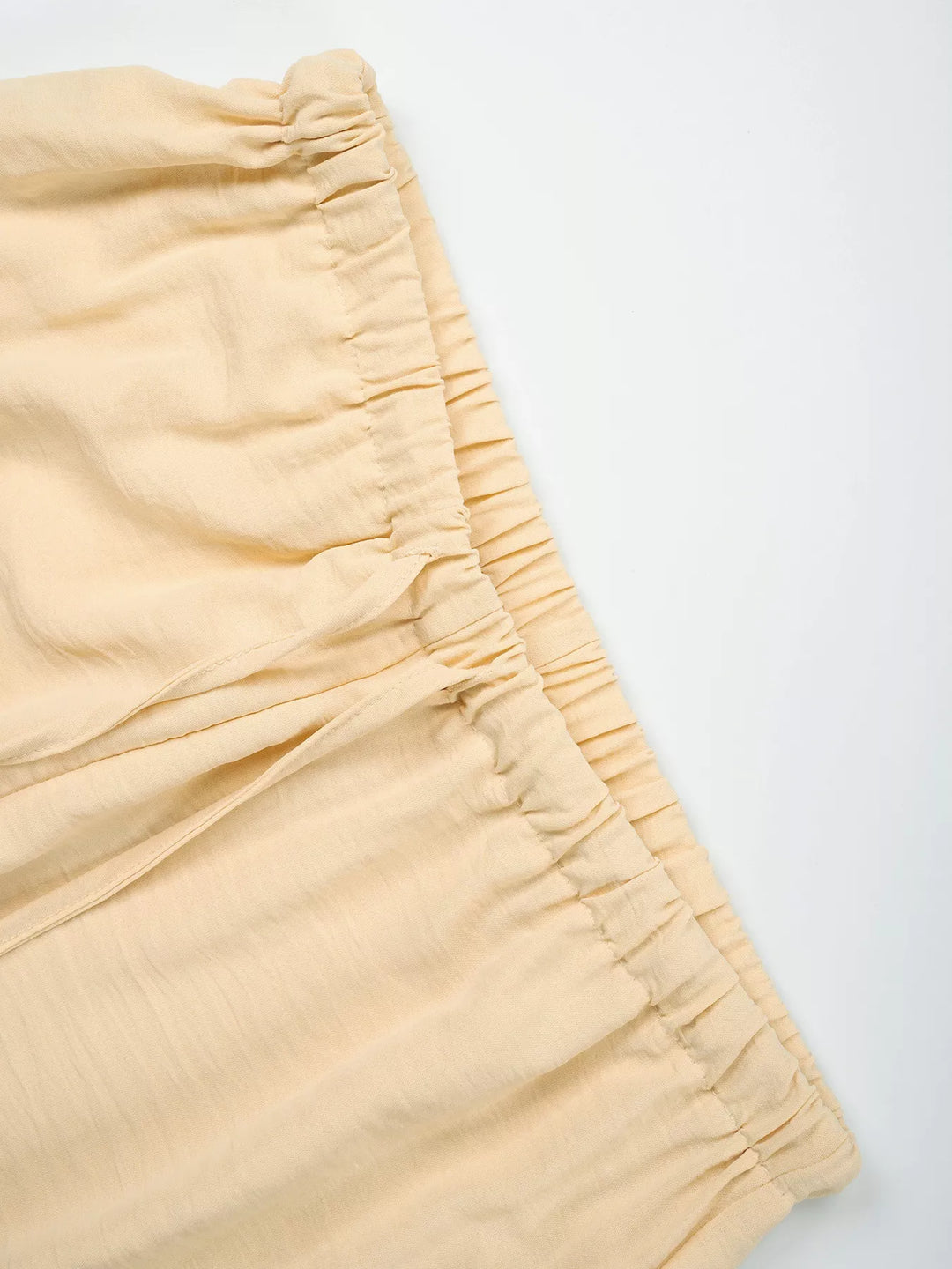 Linen-look drawstring wide-leg pants with side pockets