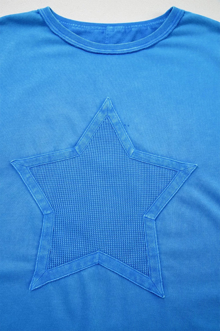 Mineral wash star patchwork oversized tee