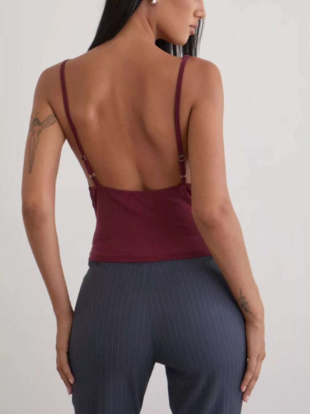 Cowl neck ruched tank top with sequin bust panel