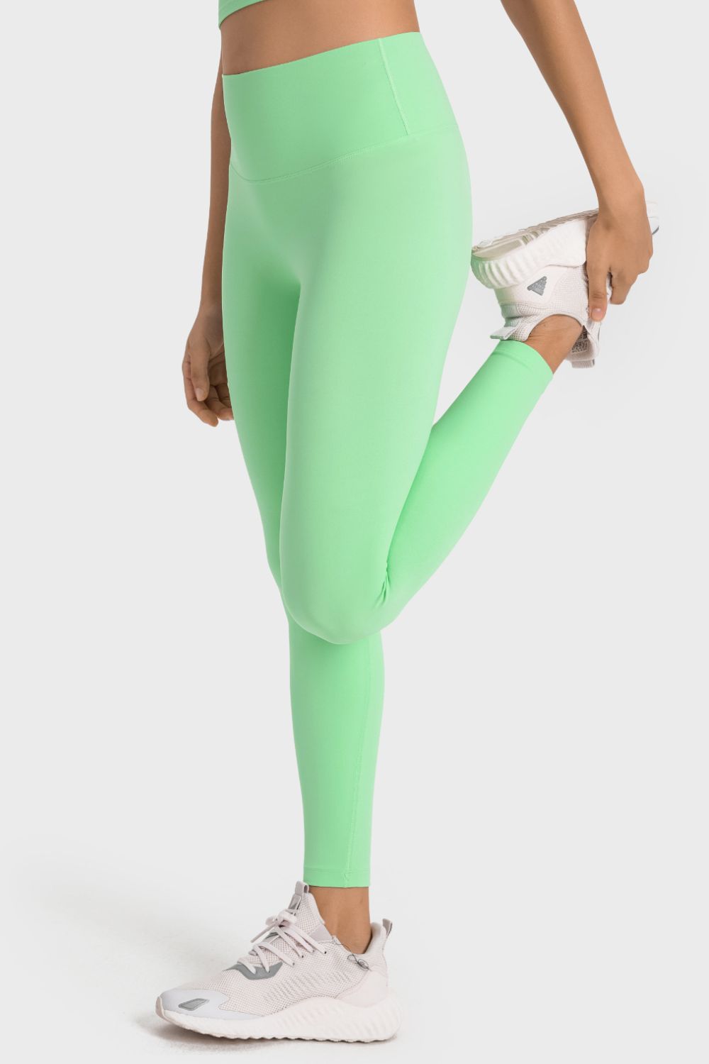 High-rise wide waistband ankle-length yoga leggings