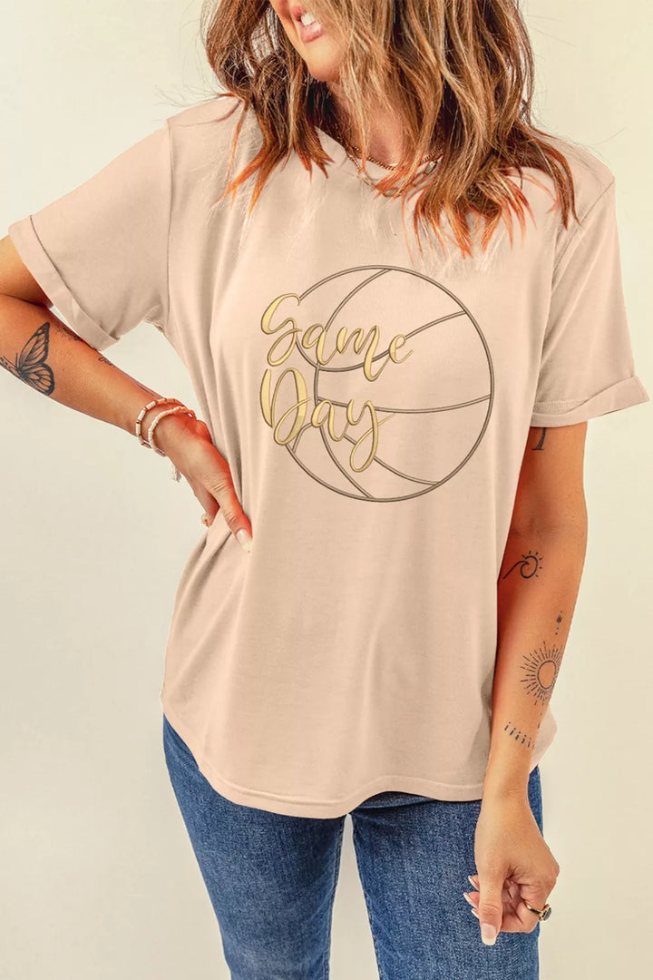 Game Day basketball graphic crew neck tee