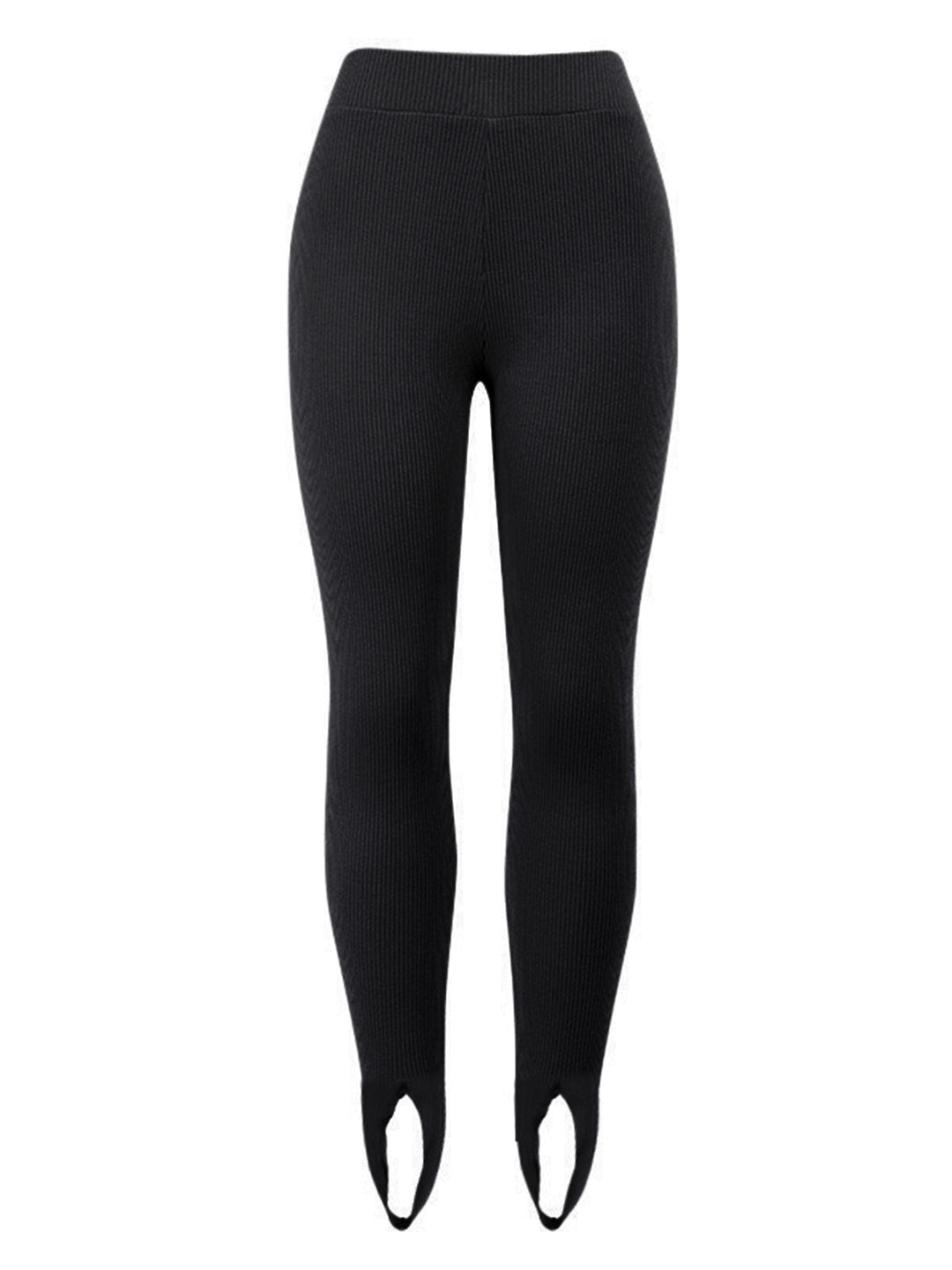 Ribbed knit mid-rise leggings with split hem