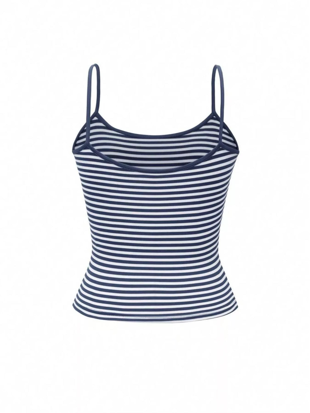 Striped spaghetti strap scoop neck crop cami