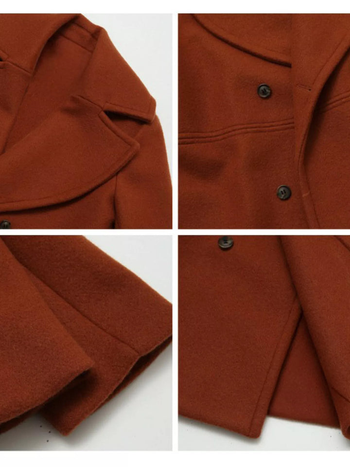 Double-breasted longline coat with notched lapel collar