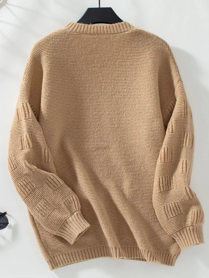 Textured basketweave knit open-front cardigan with pockets