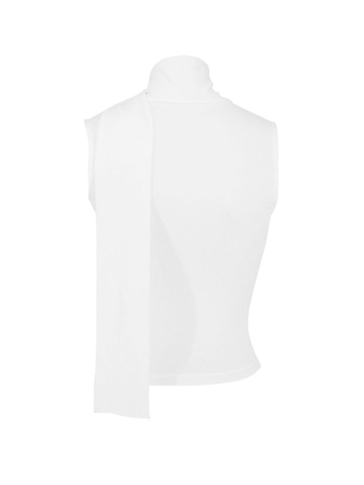 Ruched cowl neck cami with tie choker neckline