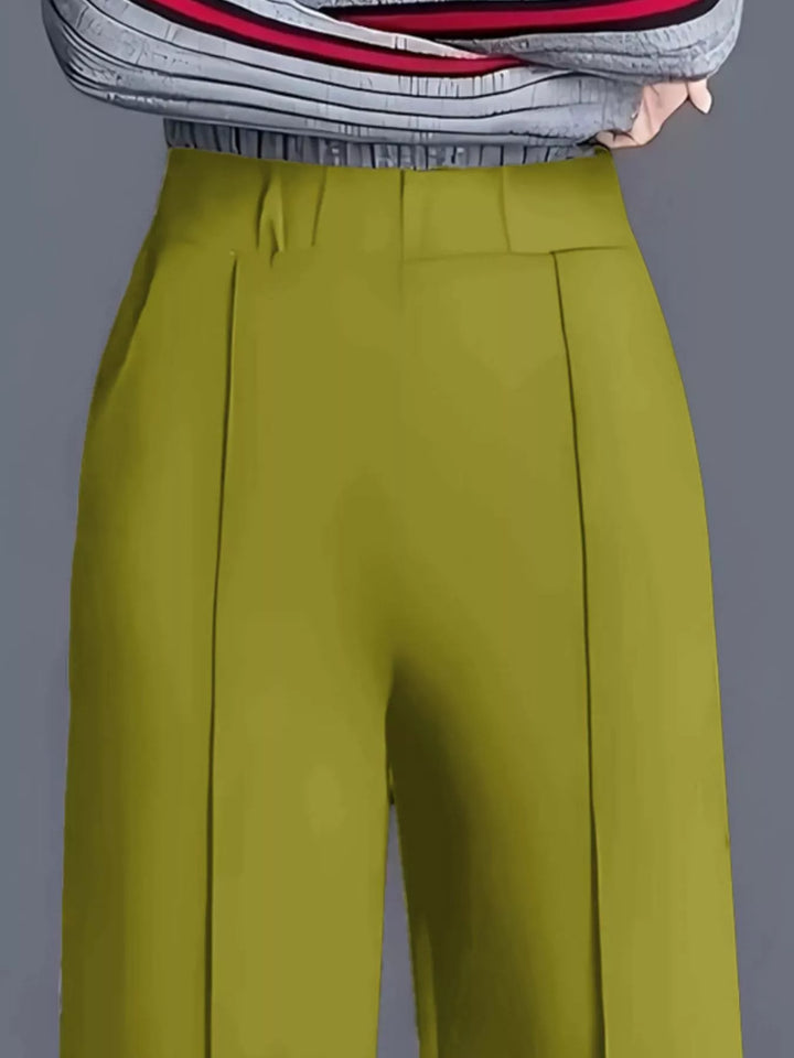 Wide leg high-rise trousers with front seam detail