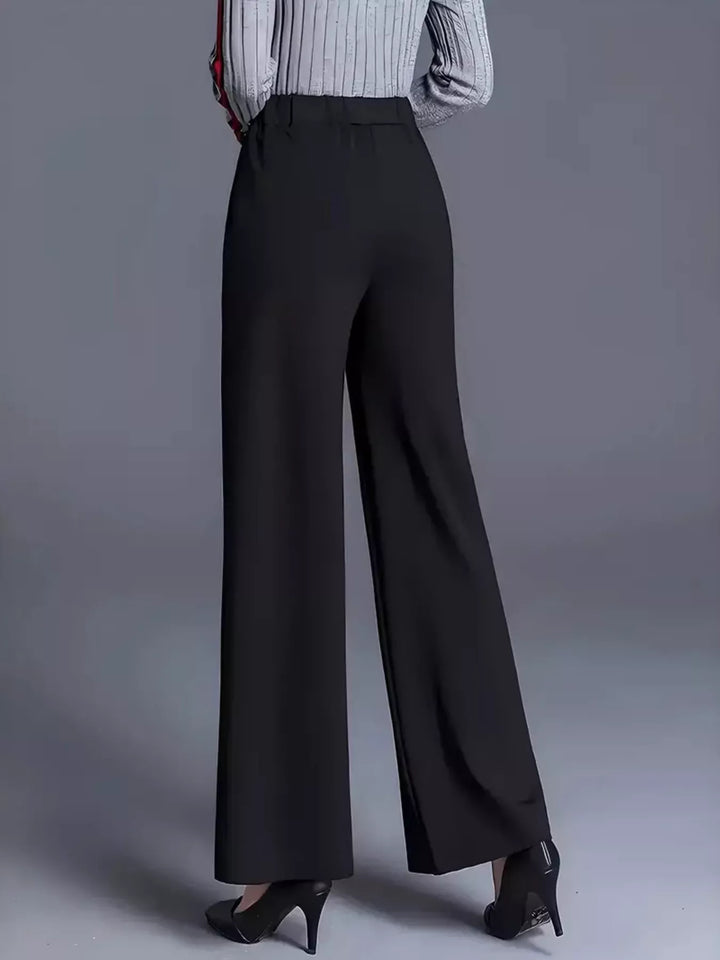 Wide leg high-rise trousers with front seam detail