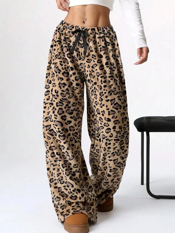 Drawstring wide-leg pull-on lounge pants