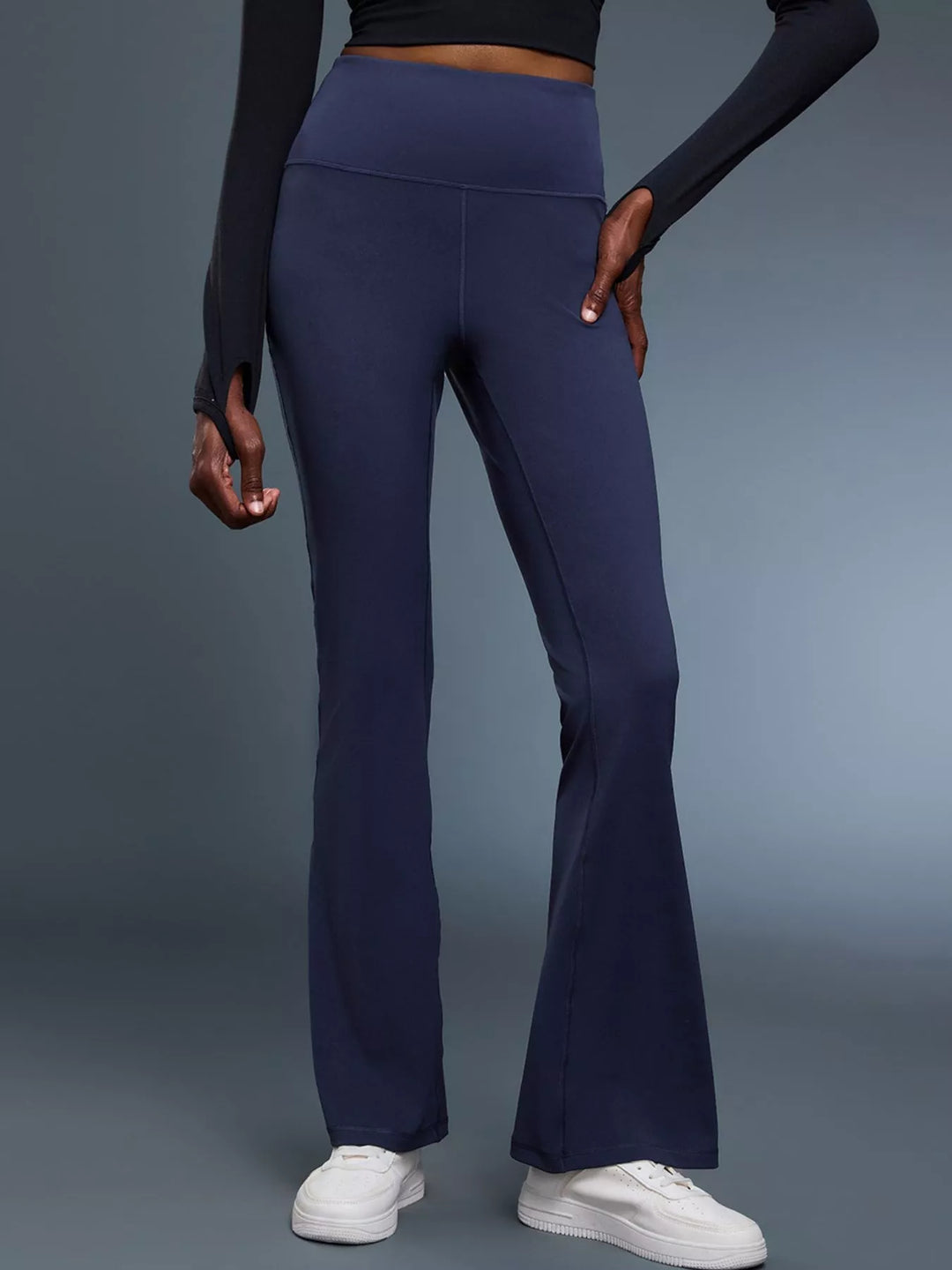 High-rise flare yoga pants with wide waistband