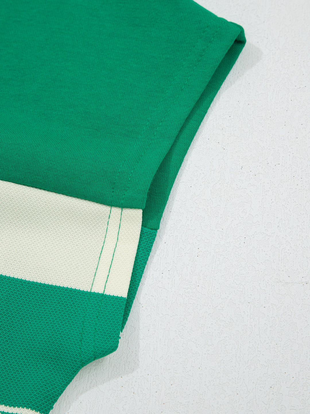 Mixed-width stripe crew neck cap sleeve top