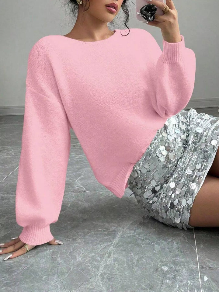 Sequin bow-tie dropped shoulder fuzzy knit cardigan