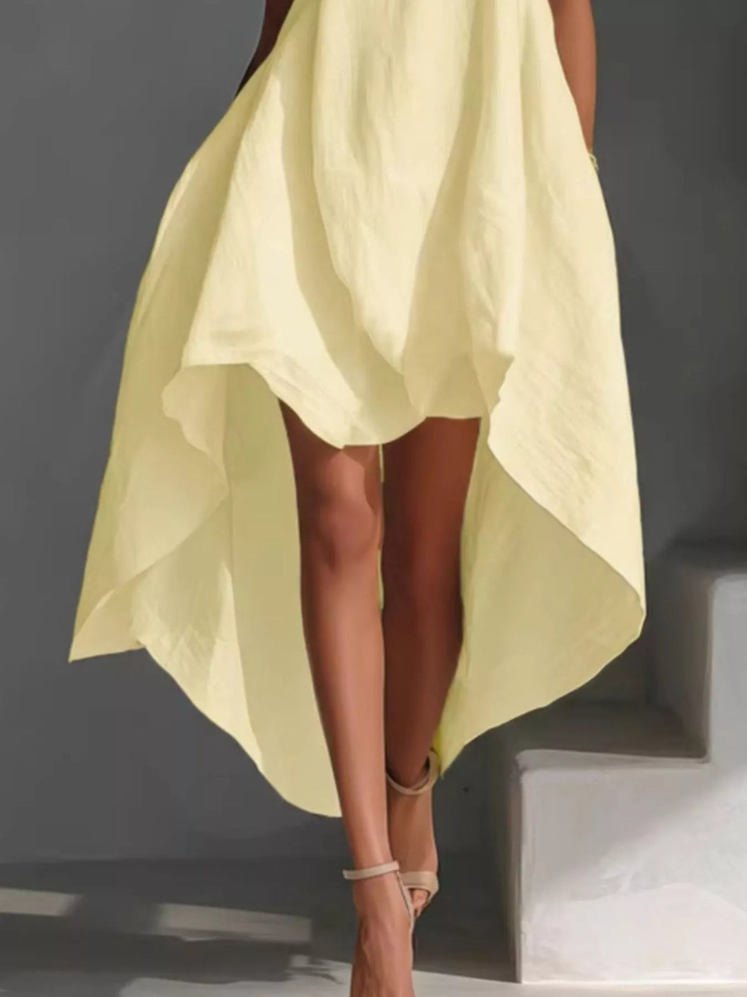 Sleeveless high-low asymmetrical hem dress