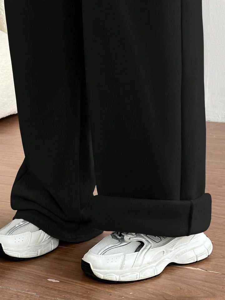 High-waist wide-leg drawstring sweatpants
