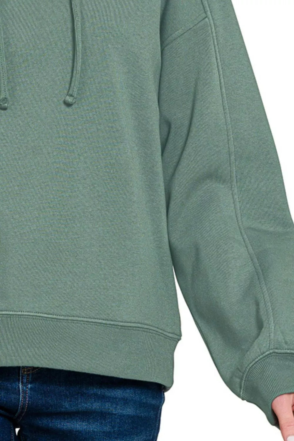 Relaxed-fit drawstring fleece hoodie with ribbed cuffs