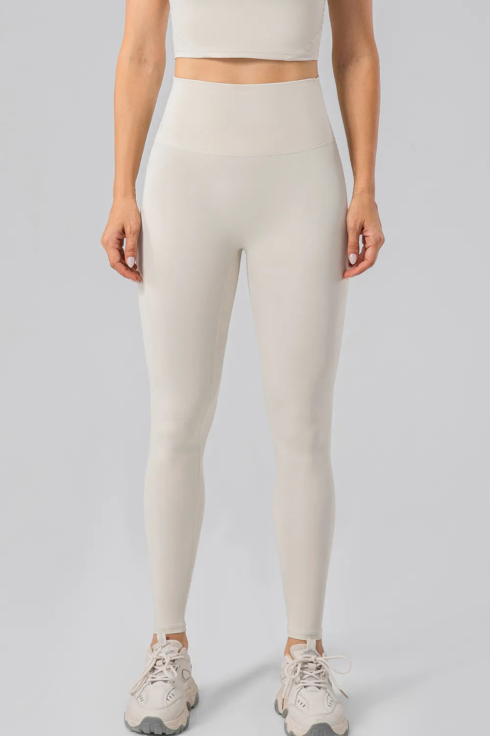 High-waist wide-waistband full-length active leggings