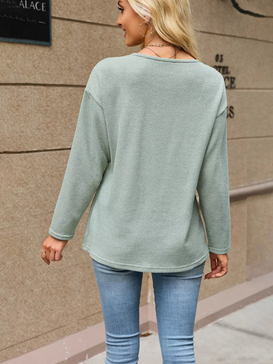 Waffle knit V-neck button-down cardigan with pockets