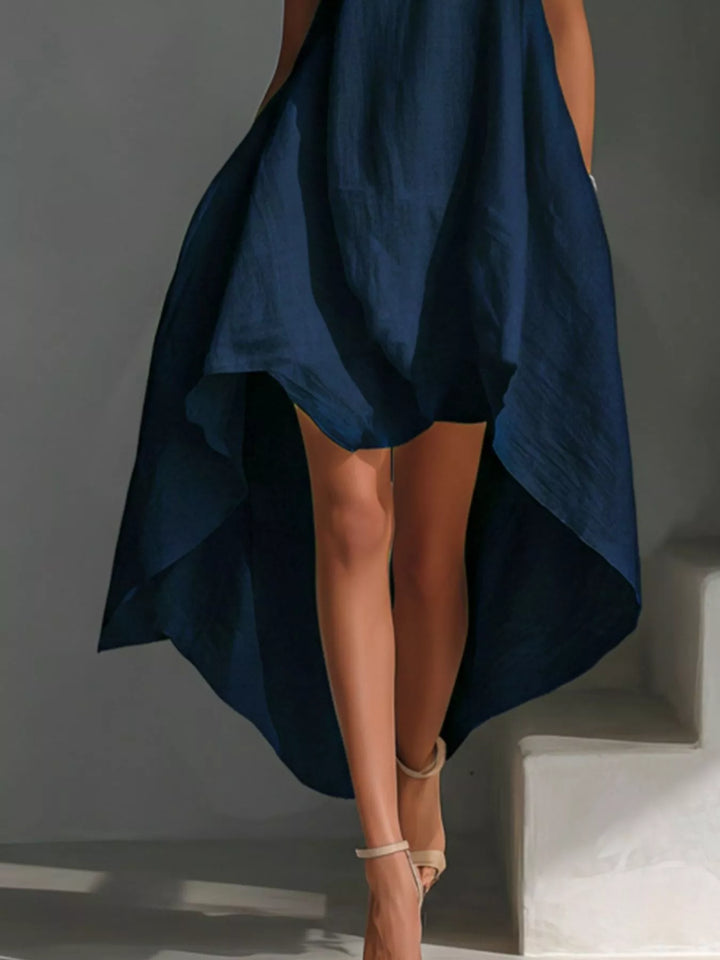 Sleeveless high-low asymmetrical hem dress
