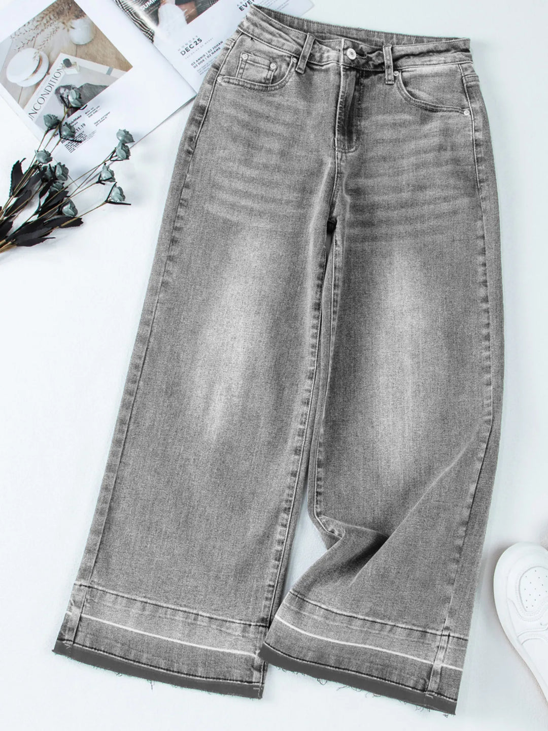 High-rise wide-leg jeans with released hem