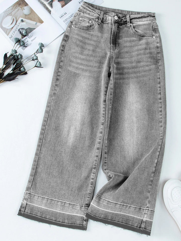 High-rise wide-leg jeans with released hem