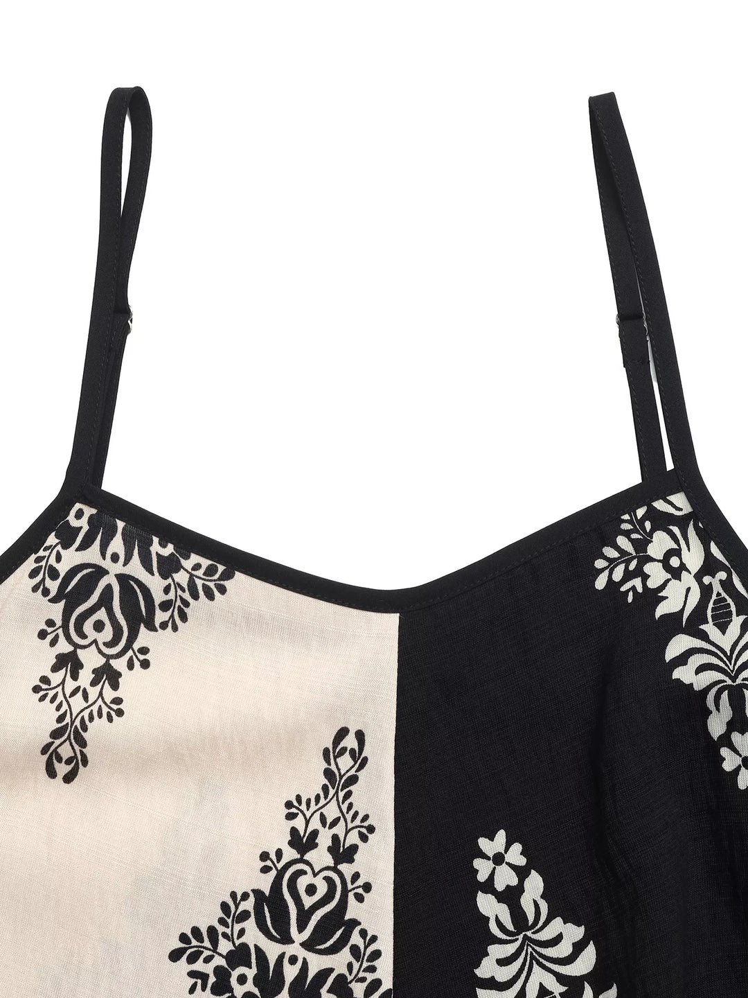 Color-block floral print cami maxi dress