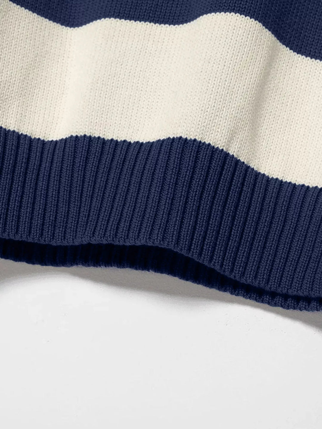 Wide stripe oversized crew neck knit sweater