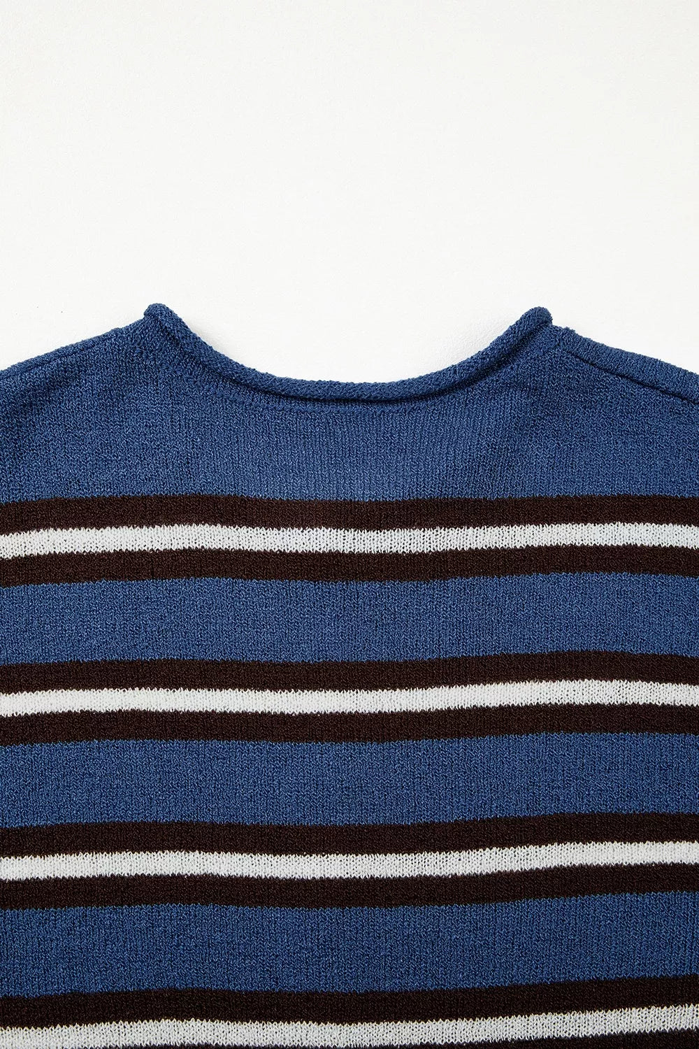 Striped drop shoulder button-front knit cardigan